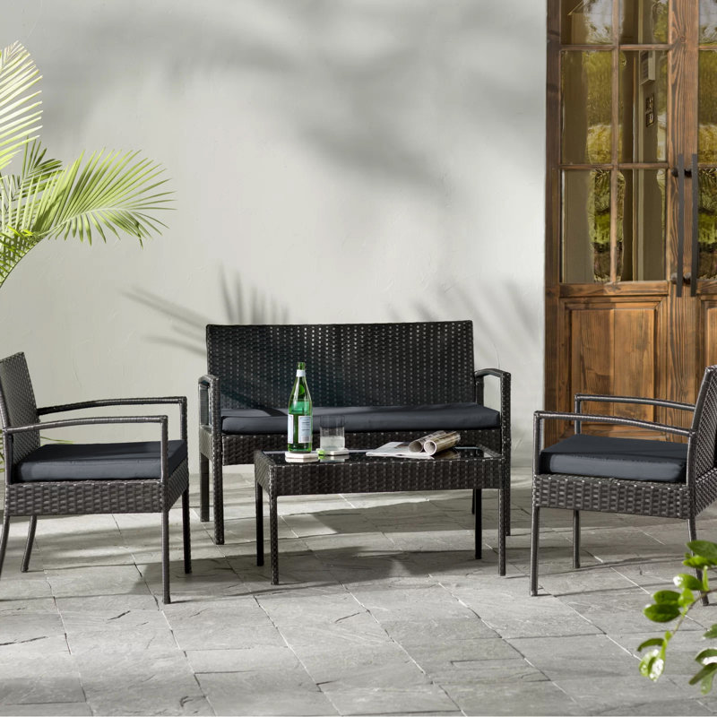 Carlyssa 4 Piece Outdoor Rattan Sofa Seating Group with Cushions